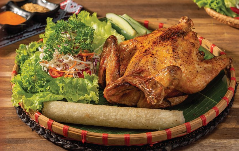 grilled-chicken-bamboo-cooked-rice